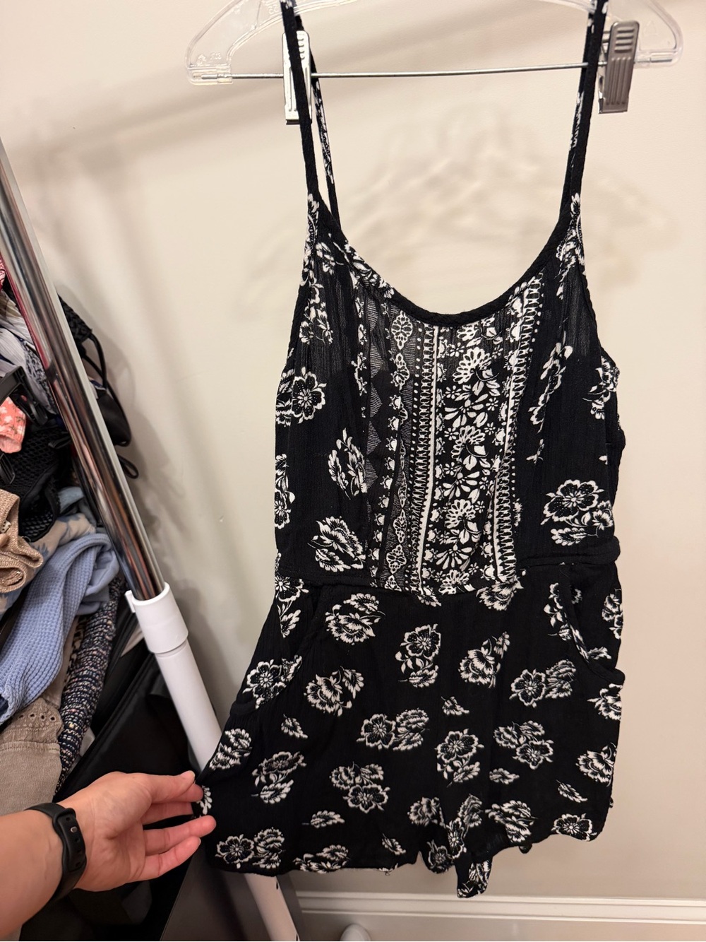Lily Rose Black and White Floral Romper